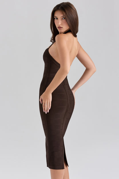 The Supermodel Chocolat Halter Midi Bandage Dress