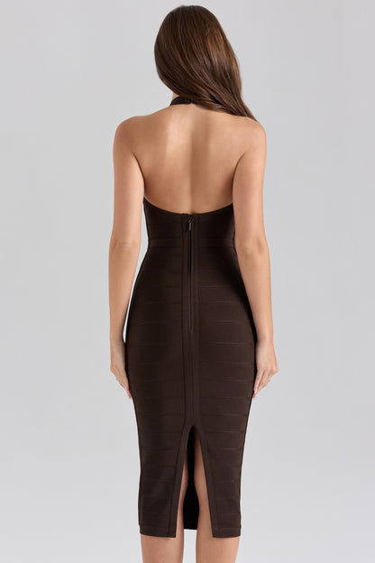 The Supermodel Chocolat Halter Midi Bandage Dress