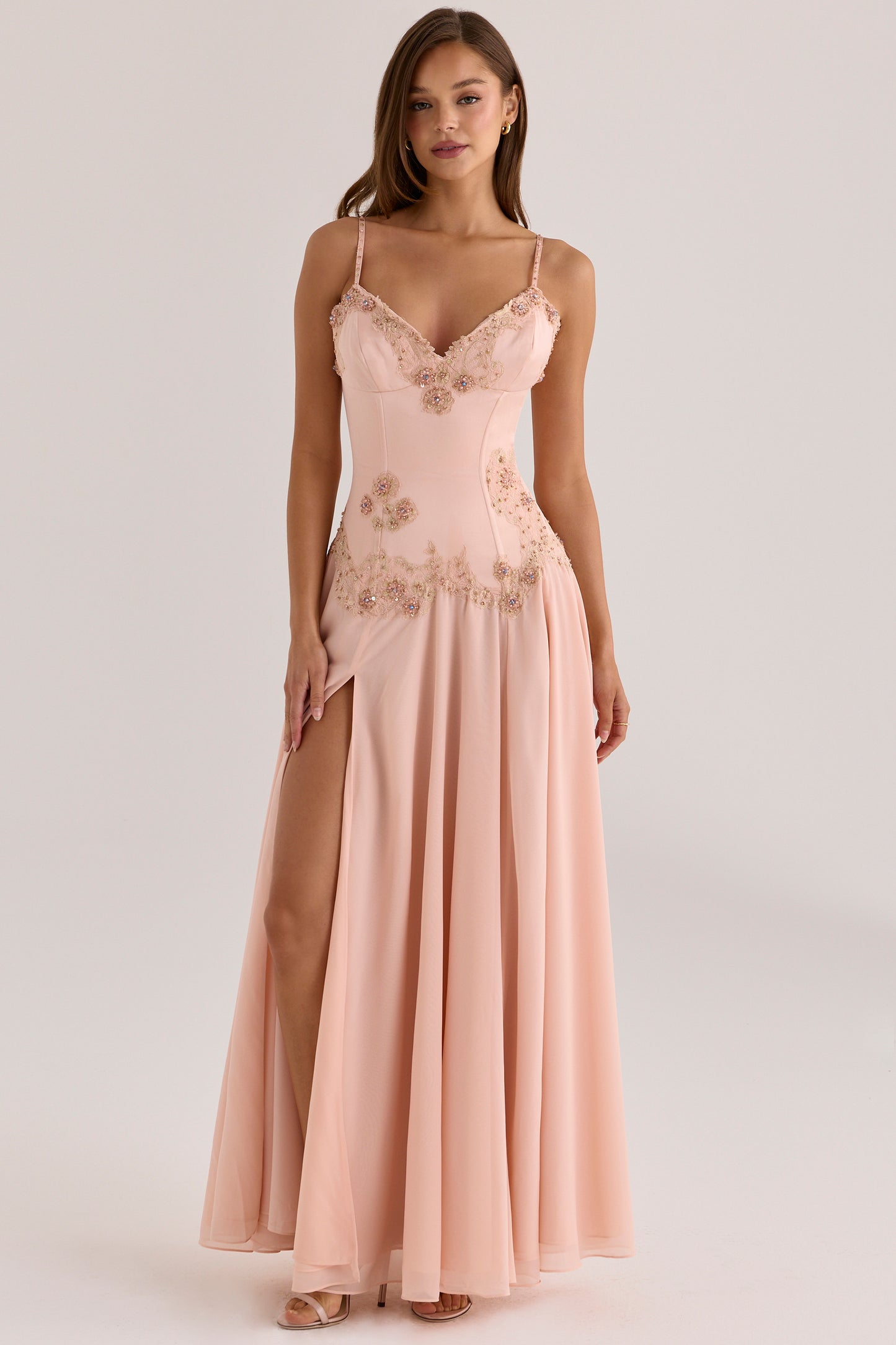 Saloma Blush Maxi Dress - Front