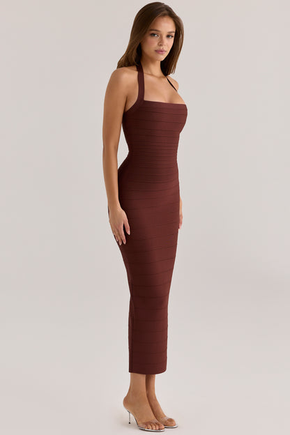 The Silhouette Burnt Sugar Halter Neck Bandage Maxi Dress