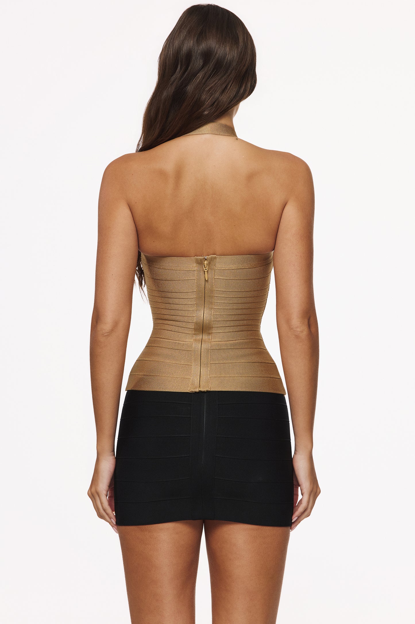 The Silhouette Gold Shimmer Halter Neck Bandage Top