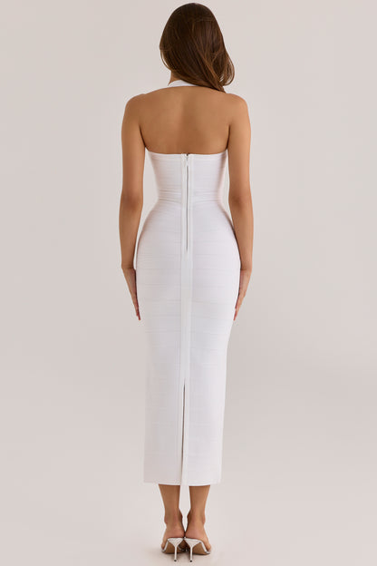 The Silhouette True White Halter Neck Bandage Maxi Dress