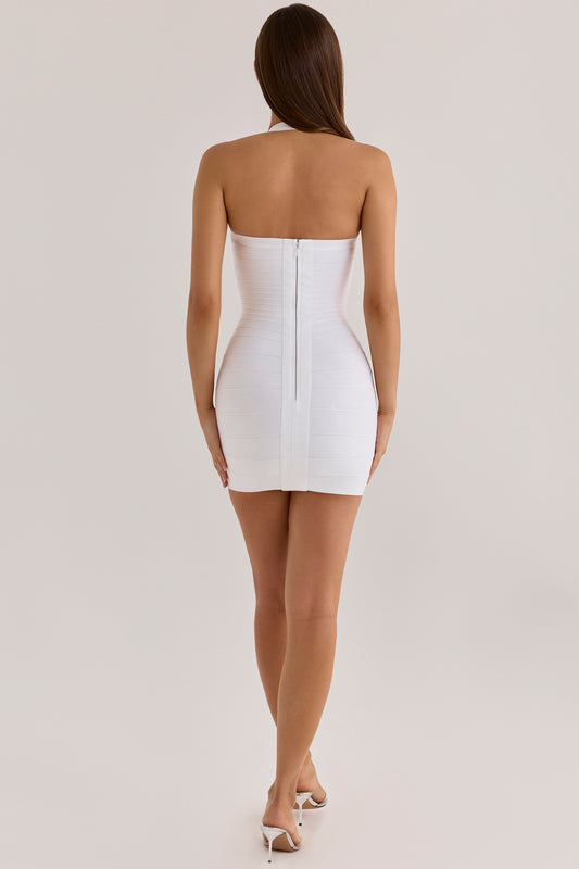 The Silhouette True White Halter Neck Bandage Mini Dress