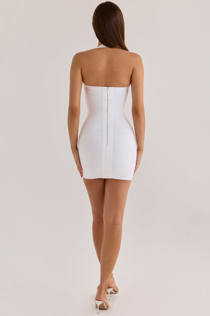 The Silhouette True White Halter Neck Bandage Mini Dress